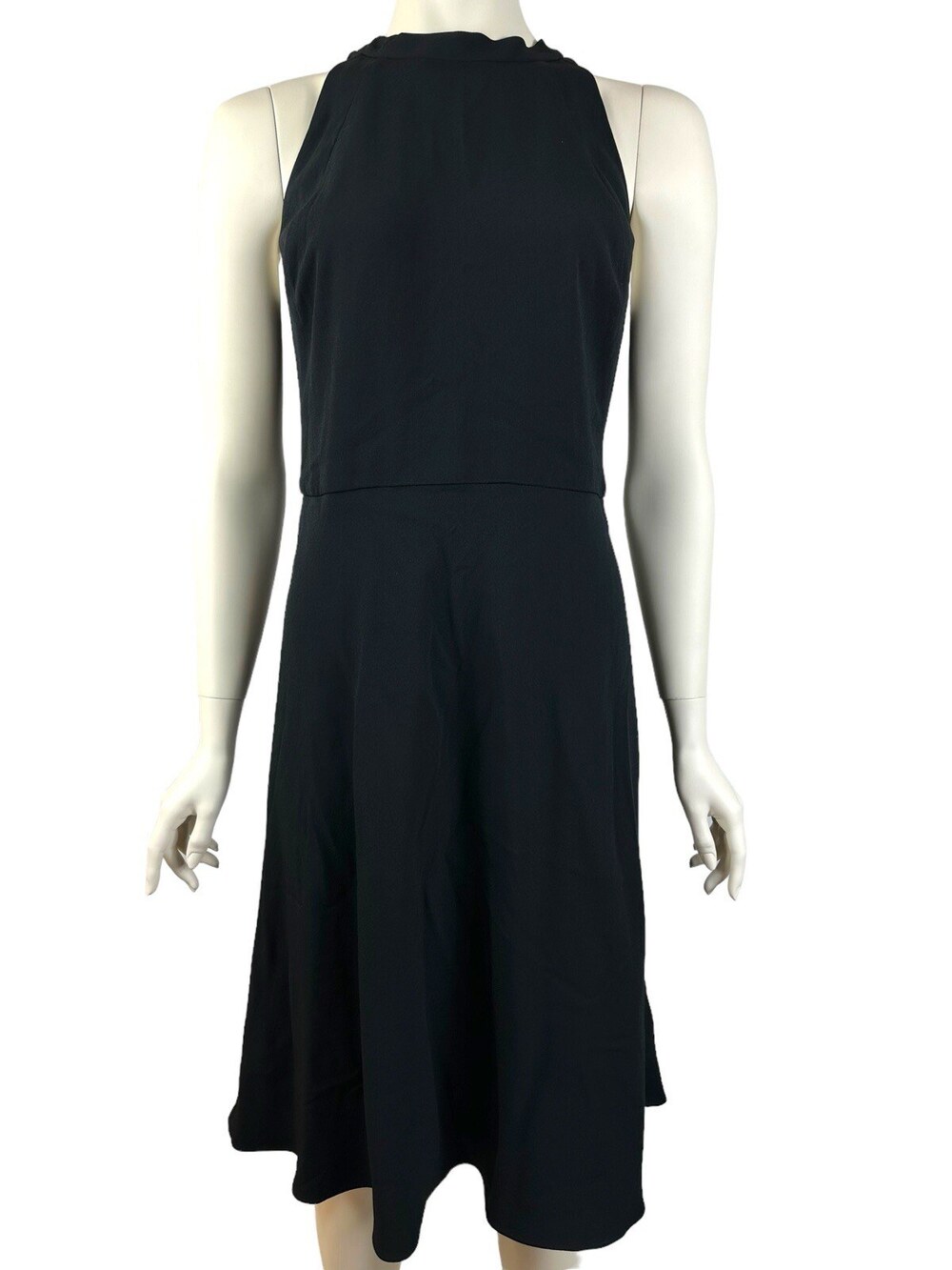 Aritzia Babaton Petros A Line Flare Dress Women's 10 Tie Back Black Midi